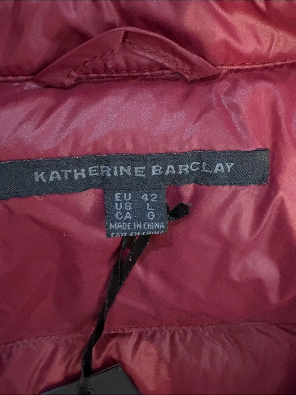 NWT Katherine Barclay Quilted Puffer Jacket - Burgundy Women's Size Large